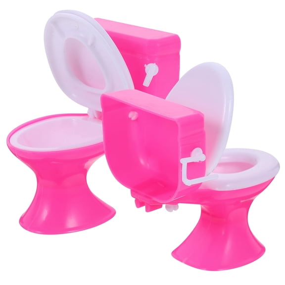 Unbranded  2 Pcs Toy Toilet for Dolls Dollhouse Kids Pretend Play Toys