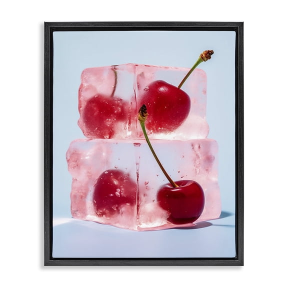 Stupell Industries Glam Cherry Ice Cubes Black Floating Frame Canvas Art, 17 x 21, by RB