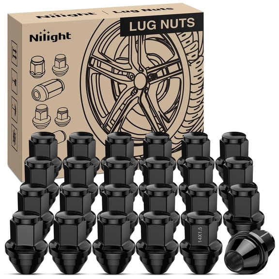 Nilight 24PCS M14x1.5 Lug Nuts Compatible with 2015-2025 Ford F-150/Expedition/Lincoln Navigator One-Piece Solid Black Steel OEM Factory Wheel Nuts Replace