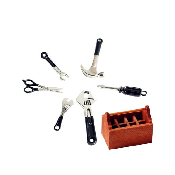 TABLZONE 7 Pcs Alloy Decorative Tools Mini Toolbox for Micro World Decorations