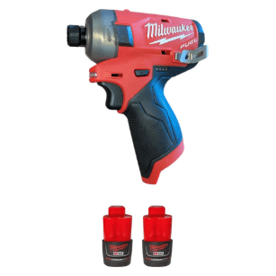 Milwaukee M12 1/4" 12V Brushless Hex Impact Driver Kit 2551-22 with (2) 2Ah Batteries, Charger, & Tool Bag - Quiet, Compact, and Powerful Power Tool Kit