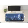 thumbnail image 2 of Cityscape Computer Mouse Pad, Kuala Lumpur Skyline Night KLCC Twin Towers Malaysian Landmark Monochromic Photo, Rectangle Non-Slip Rubber Mousepad X-Large, 35" x 15", Navy Black, by Ambesonne, 2 of 2