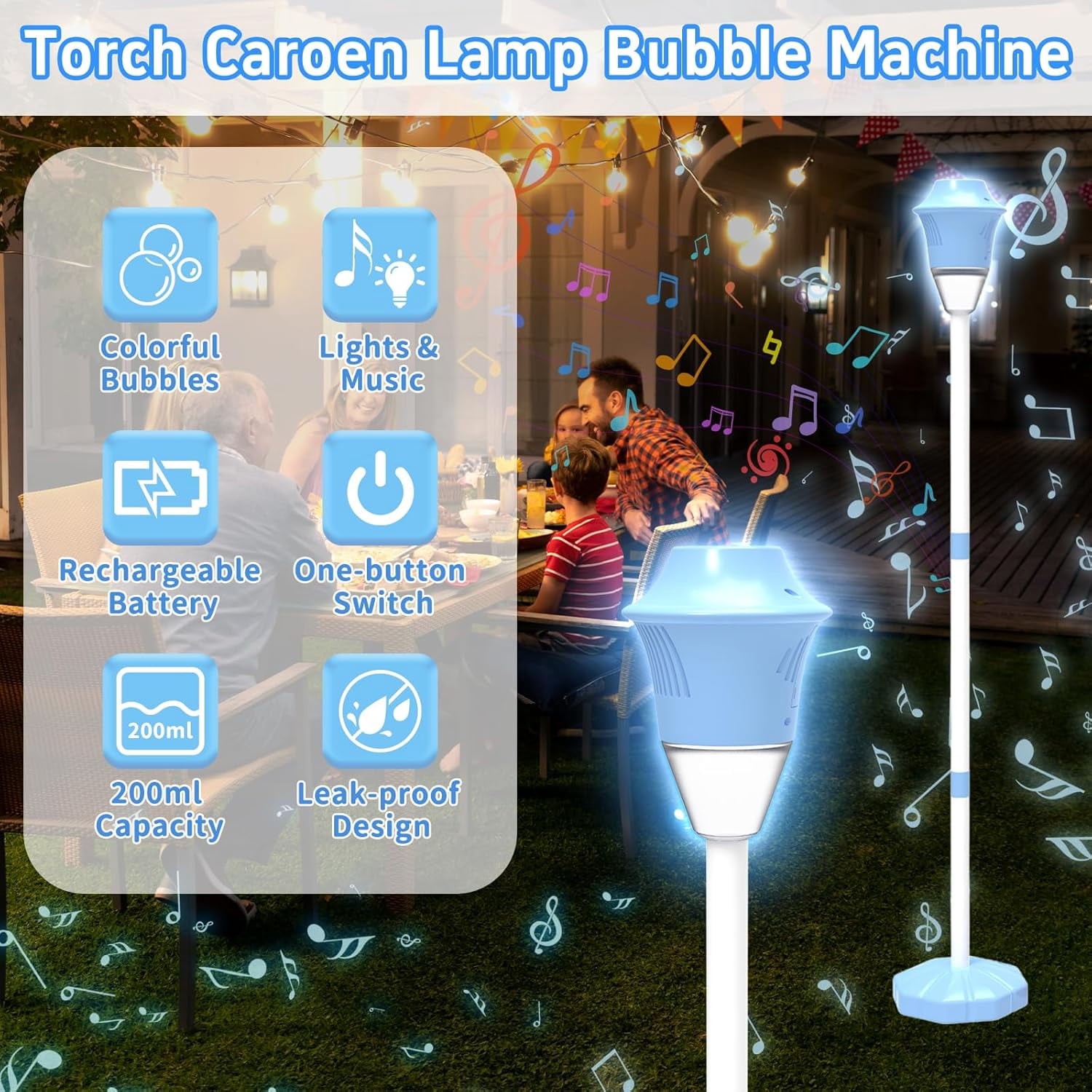Splashy Surprises Bubble Maker, Automatic Standing Bubble Maker ,47-Inch Vertica,Bubble Stream, Stable Base, Three Adjustable Heights , Accompanied By Music,Ideal For Outdoor Play