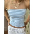 thumbnail image 2 of Women Y2k Crop Tube Tops Slim Fitted Strapless Off Shoulder Backless Vest Bandeau Top Aesthetic Clothes, 2 of 7