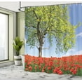 thumbnail image 5 of Ambesonne Tree Shower Curtain, Spring Scenery Flowers, 69"Wx70"L, Green Red Blue, 5 of 5