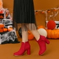 thumbnail image 2 of Botines Tacón De Bloque Con Volantes Allegra K Rojo 38, 2 of 7