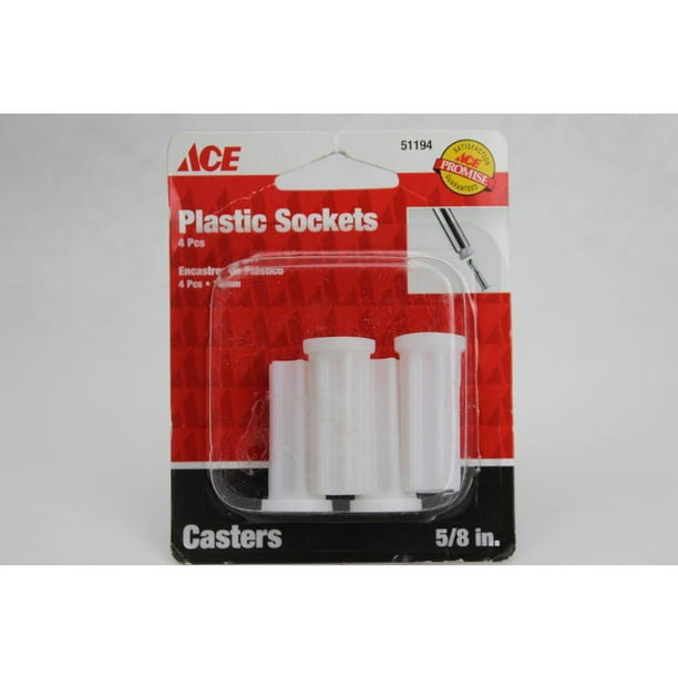 5/8" Plastic Socket Casters Ace Casters 51194 White Plastic