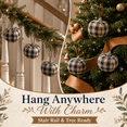 thumbnail image 5 of Vintage Fabric Apple Decor, 3-Piece Stuffed Cotton Apple Ornaments, Blue Gingham Farmhouse Table Centerpiece, Hanging Fall Christmas Home Decor for Mantel, Shelf, Dining Room, 5 of 8