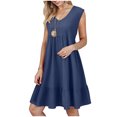 thumbnail image 2 of GEWSEY Womens Summer Mini Dresses Casual Ruffle Flowy Tiered Sleeveless Swing A Line Beach Short Dress (Navy, L), 2 of 6