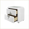 thumbnail image 3 of Shelyn White Teddy Sherpa & Chrome Glass Top Nightstand, 3 of 9