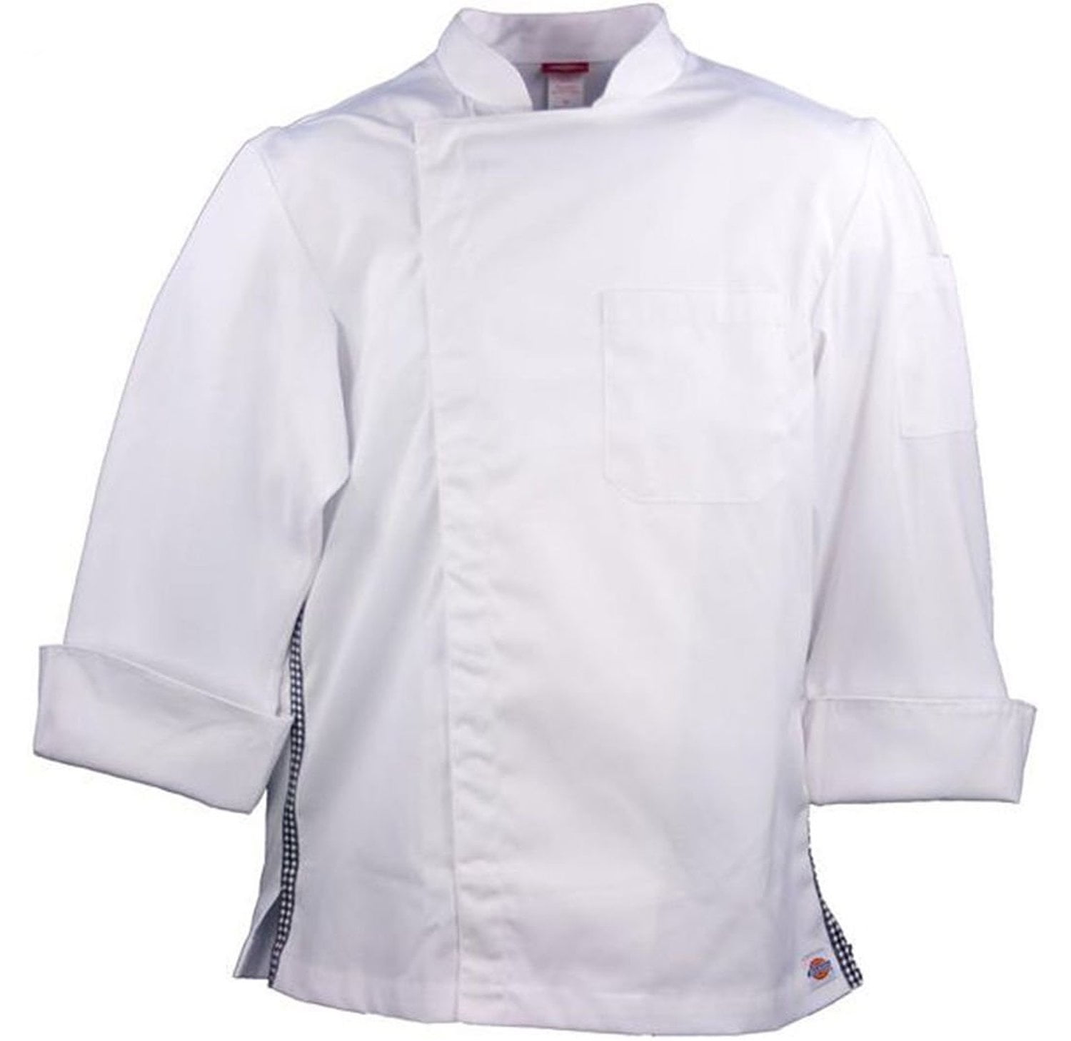 Dickies CW070301 Black & White Checkered Trim Tunic Chef Coat Jacket 34