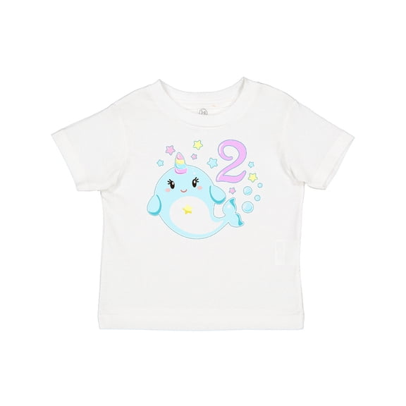 Inktastic Happy 2nd Birthday with Cute Narwhal Stars and Bubbles Boys or Girls Baby T-Shirt
