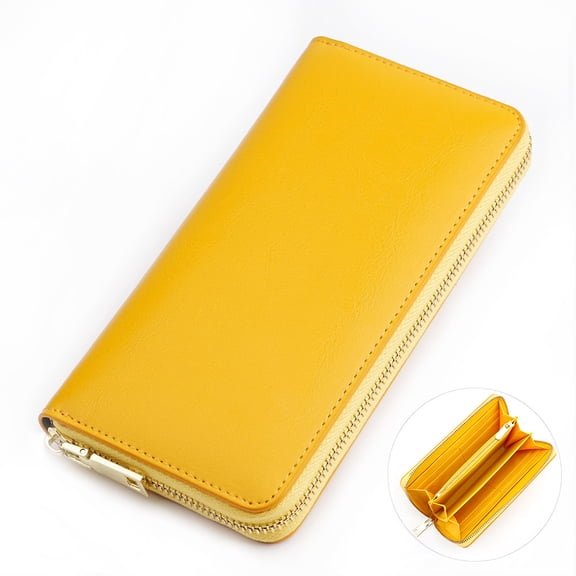 TAZAG women's genuine leather long wallet waxed cowhide leather men's clutch
