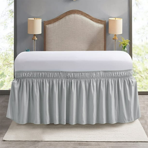 Jupe de Lit Elastique en polyester Jupe de Lit Elastique Jupe de Lit Jupe de Lit Gris Clair 60 80 15 Pouces Walmart