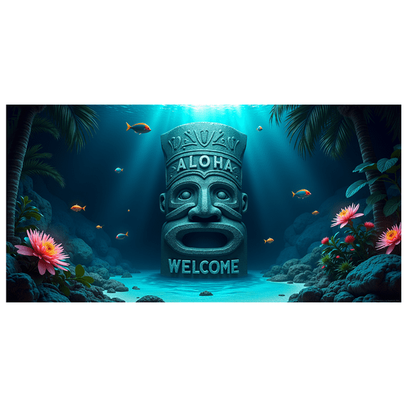 Aloha Themed Airship Inspired Welcome Banner Background Party Decorations Backdrop Photography Props for Luau Parties Tropical Celebrations Gatherings and Island Themed Events