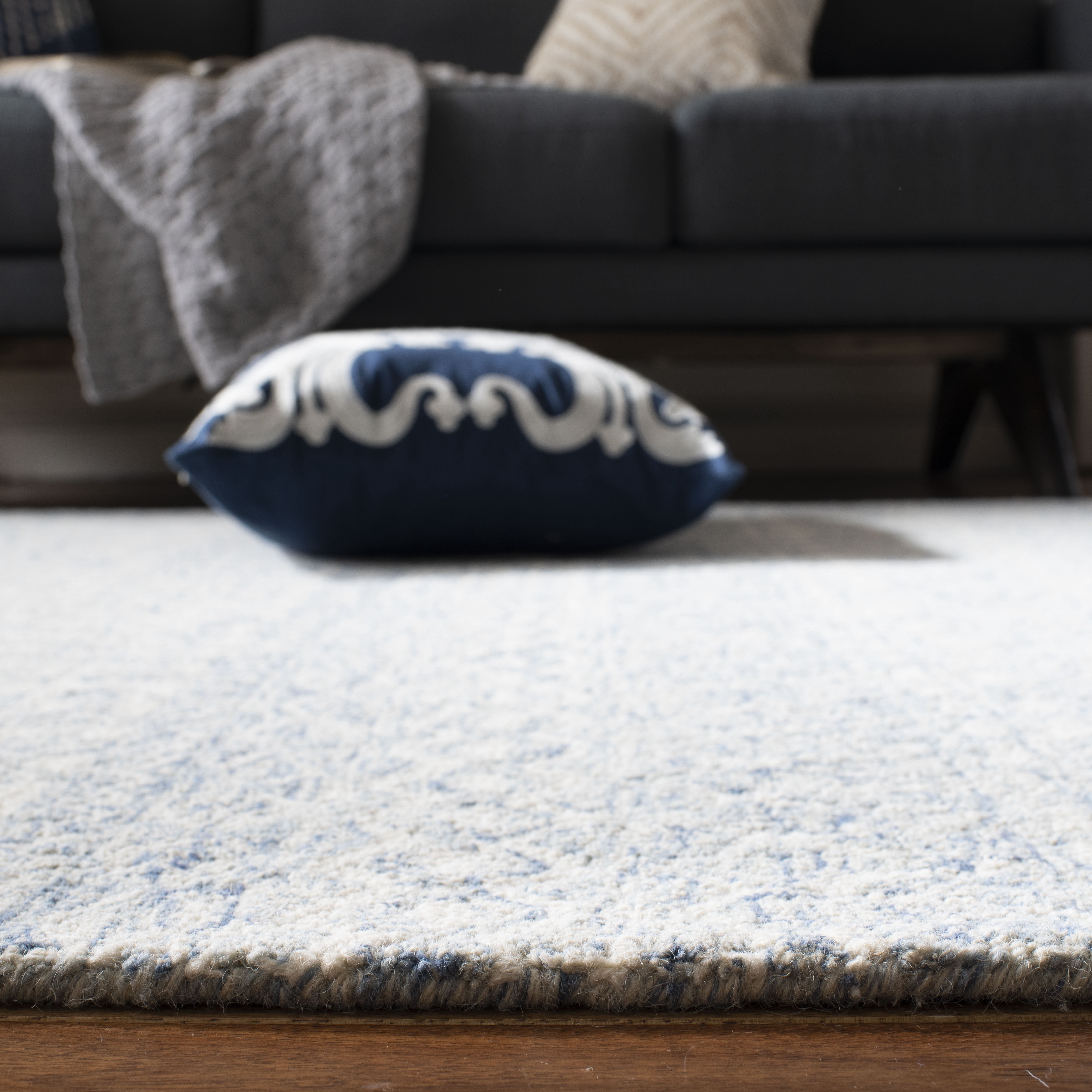 SAFAVIEH Micro-Loop Daithi Geometric Area Rug, Blue/Ivory, 10' x 14'
