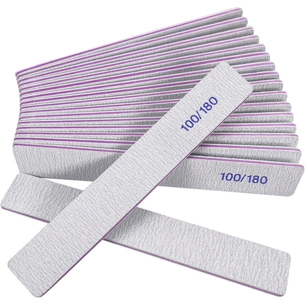 Limas de uñas HomeYera, láminas de esmeril de grano 100/180, 12 unidades, color gris