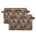 thumbnail image 2 of WOBOGO Red Hat Skull Square Storage Basket with Waterproof Canvas and PE Lining Durable PU Leather Handles 14.2×10.2×8.3in, 2 of 9