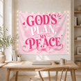 thumbnail image 5 of God's Plan My Peace Typography with Pink Bow and Hearts, Serene Illustration for Faith Decor Fans, Wall Decor, Friendship Gift, Tapestry Wall Hanging for Bedroom and Dorm, 5 of 7
