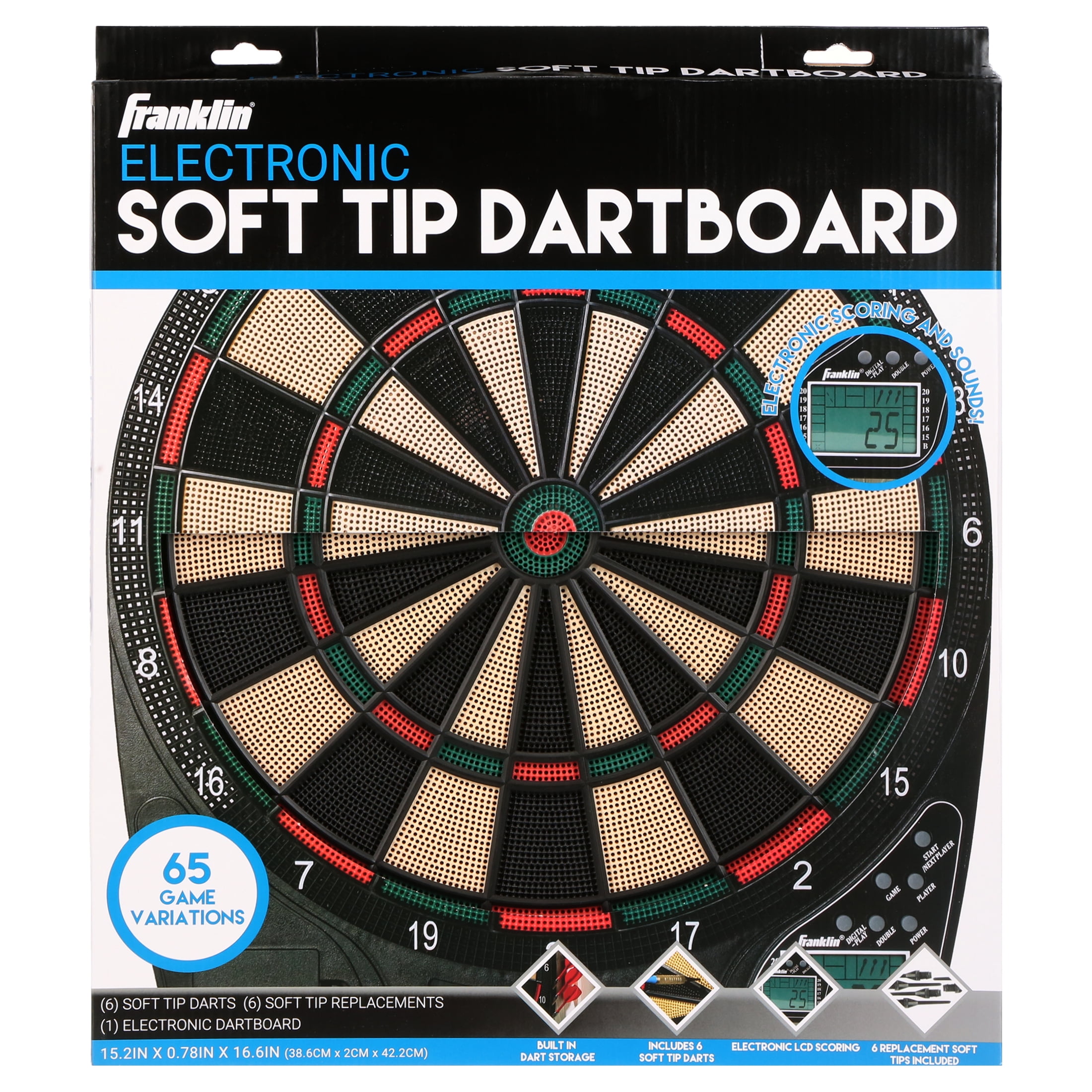 Franklin Sports Soft Tip Dartboard, 18x1-Inch