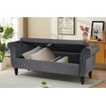 thumbnail image 4 of 63'' Tufted Storage Bench for Bedroom End of Bed, Velvet Upholstered Storage Ottoman Bench for Bedroom, Rolled Arm Window Bench Seat with Solid Wood Legs & Pillow & Rivet Trim, Dark Gray, 4 of 7