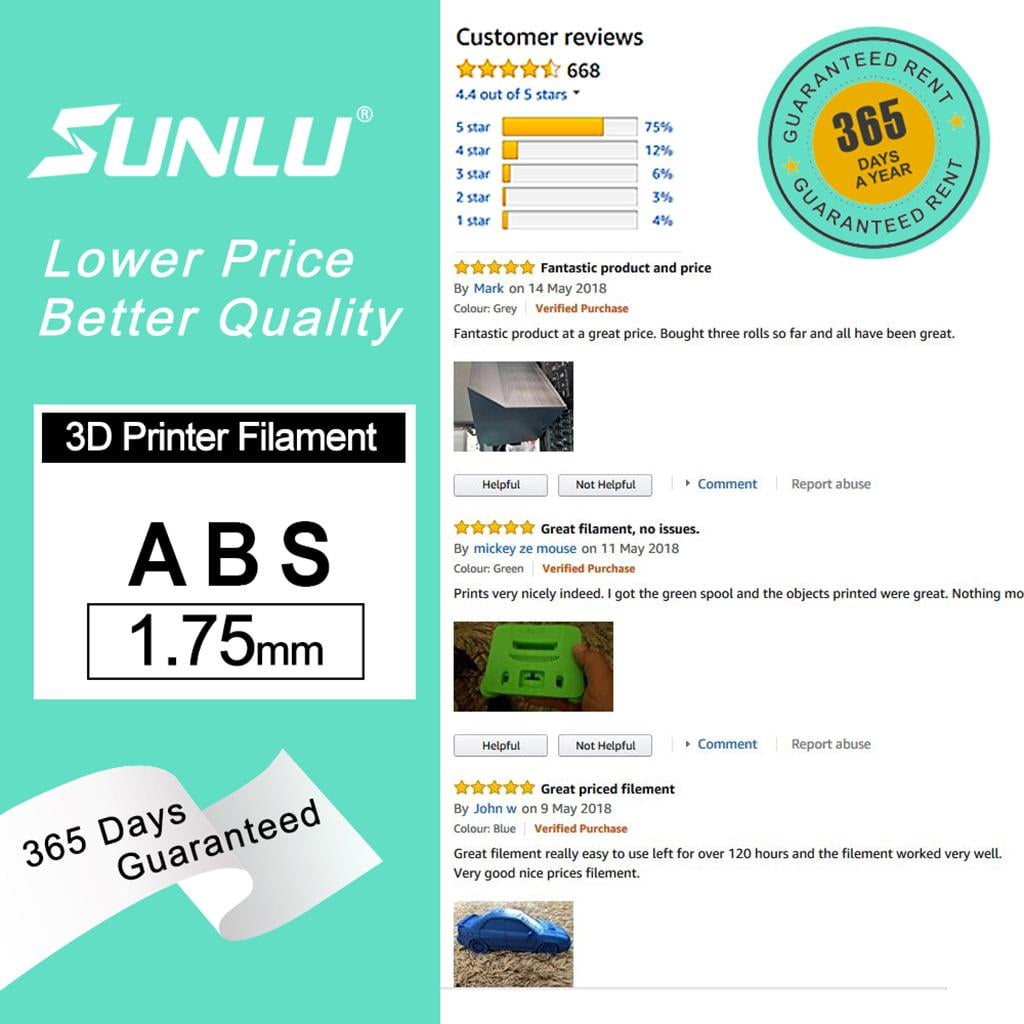 LeeQinersw Sanlu 1.75mm 3D Printing ABS Filament for 3D Printer 3D Pen Low Shrinkage Golden