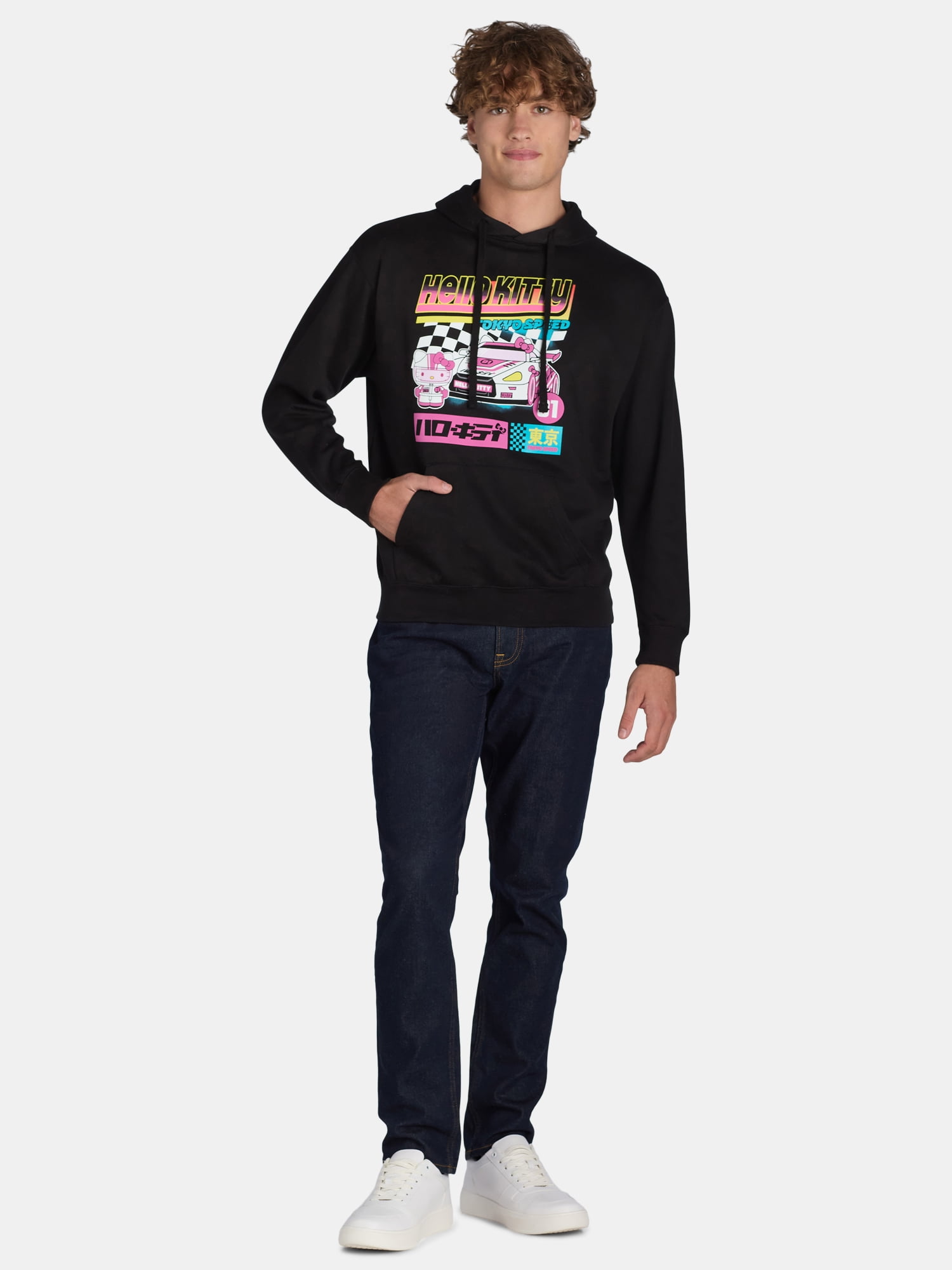 Hello Kitty Men's and Big Men’s Tokyo Speed Graphic Hoodie Sweatshirt, Sizes XS-3XL