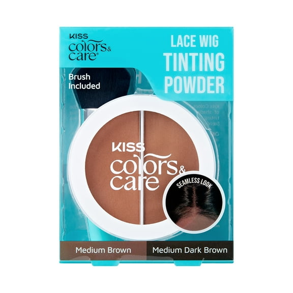 KISS Colors & Care Lace Wig Tinting Powder & Brush, Dark Duo, 8g (0.28 oz.)