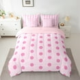 thumbnail image 2 of Manfei Romantic French Dots 7-Piece Bedding Comforter Set,Geometric Circles King Bedding Sets,Princess Pink Bed Sheets,Microfiber Bedroom Decor Reversible, 2 of 8