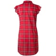 thumbnail image 3 of Doublju Womens Ruffle Cap Sleeve Loose Fit Plaid Shirts Dress With 2 Side Hand Pockets, 3 of 4