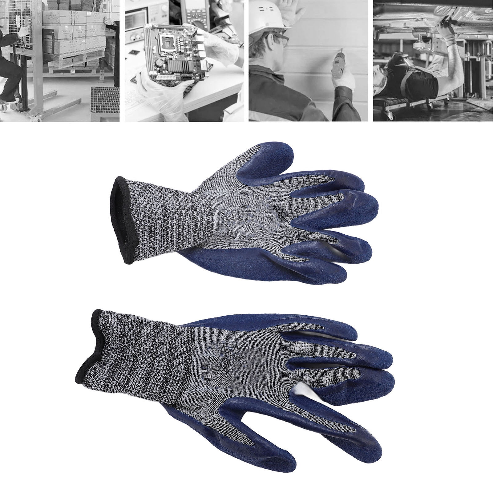 Work Gloves, Polyester Yarn Easy To Wash Breathable Prevent Wear Non Slip Rubber Work Gloves  for Mechanic