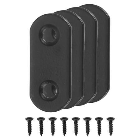 Uxcell 4 Set Flat Repair Plates, 0.63 x 1.42 Inch Stainless Steel Flat Straight Brace Bracket, Black