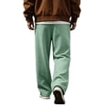 thumbnail image 6 of Baggy Sweatpants Men Drawstring Elastic Waist Comfy Waffle Pants Fall Casual Wide Leg Sweatpants Loose Fit Trousers Light Green 2XL, 6 of 9