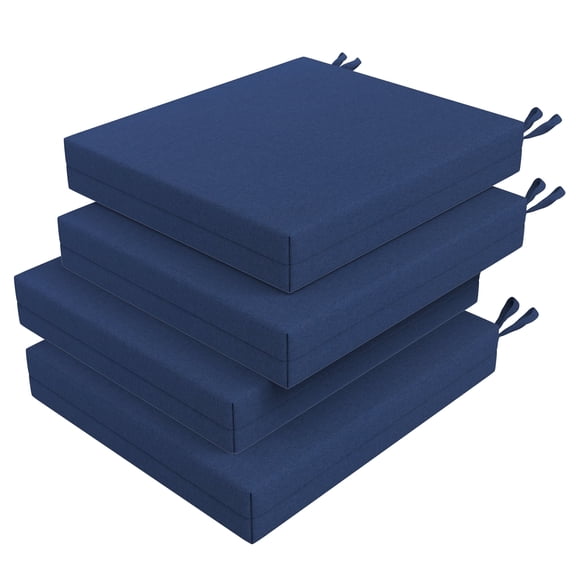 UNIKOME 4-Pack Outdoor Patio Seat Cushions, Water-Resistant High-Density Foam, 19 x 19 x 3 inch, Navy