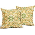 thumbnail image 2 of Yellow Green Boho Pillow Covers 20 X 20 Inch Bohemian Ethnic Carpet Style Vintage Flower Print Decorative Throw Pillows Outdoor Linen Square Cushion Case Farmhouse Decor for Home Sofa Bed Set of 2, 2 of 6