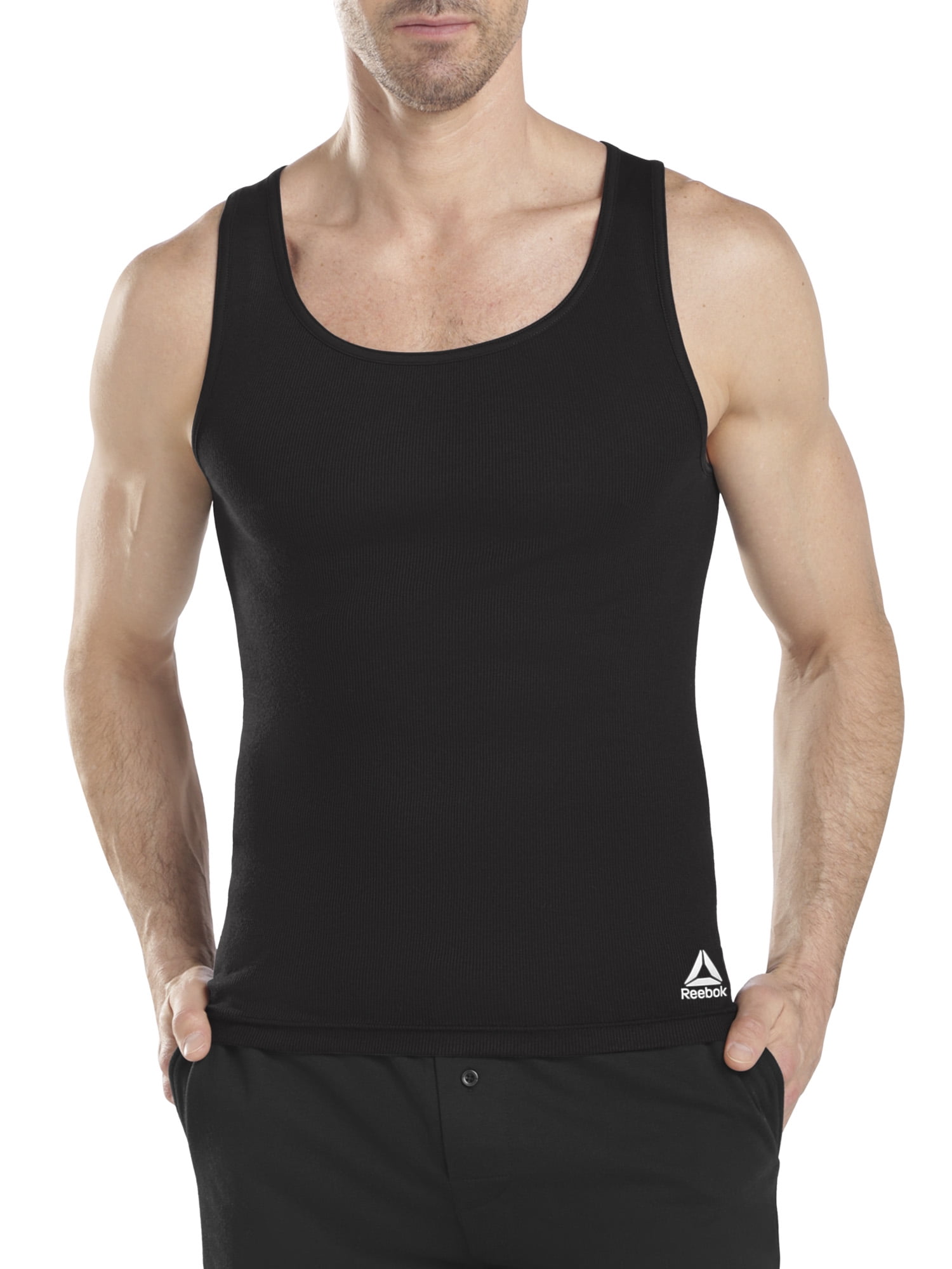 Reebok Men’s Performance Cotton Rib Tank Undershirts, 6 Pack, Sizes S–3XL