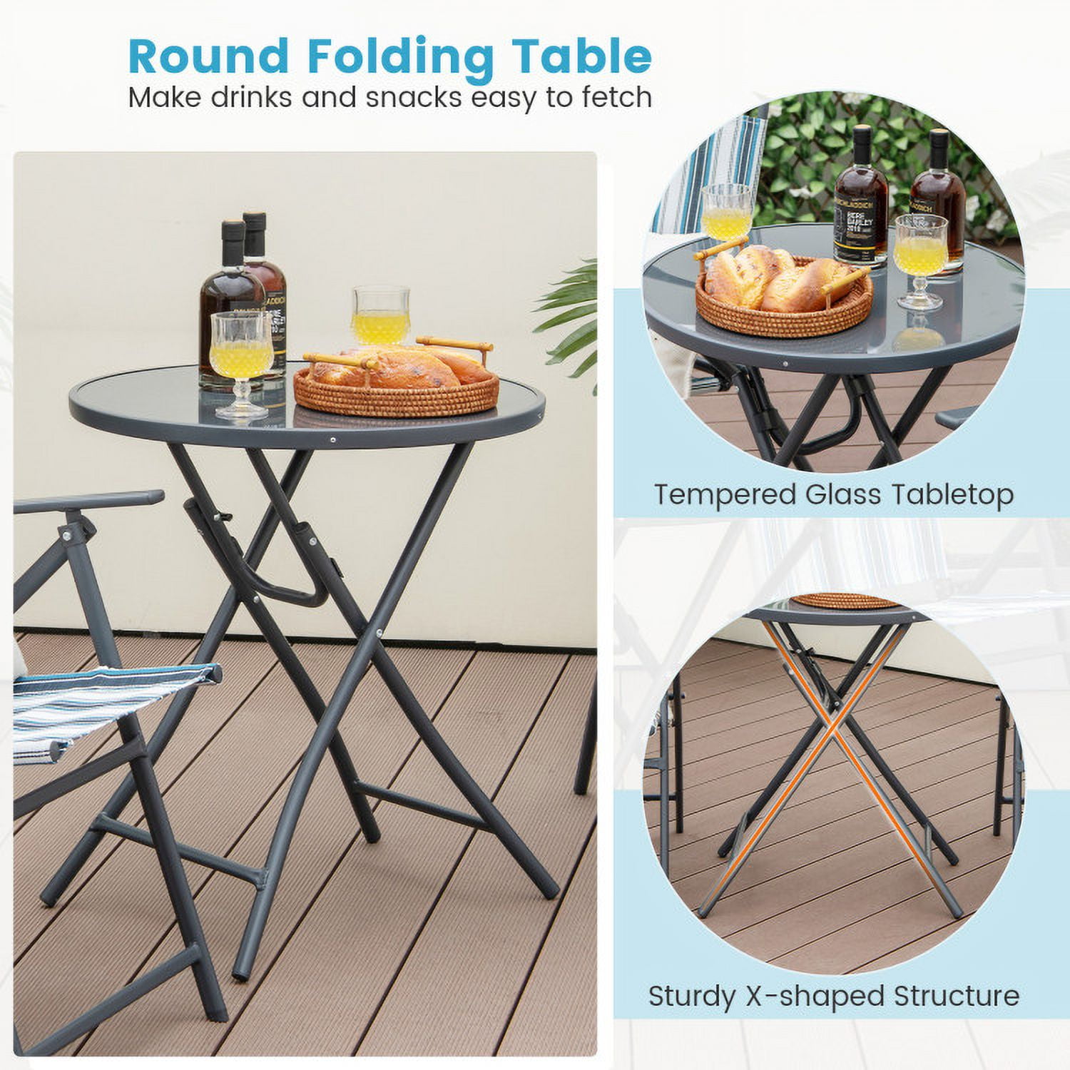 Aimee Lii 3 Pieces Outdoor Folding Chair Set Portable Folding Chair Set, Outdoor Patio Furniture Aimee Lii 3 Pieces Outdoor Folding Chair Set Portable Folding Chair Set, Outdoor Patio Furniture
