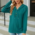 thumbnail image 6 of Mrat Sweatshirt for Women Hoodies Women's New Hooded Button Loose Long Sleeve Tops Sweaters Lightweight Sweatshirts for Women S-74 Green XXL, 6 of 9