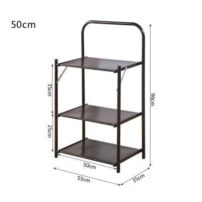 Folding Black Metal Shelf 3 Tier Storage Organizer Solid Shelves Rack