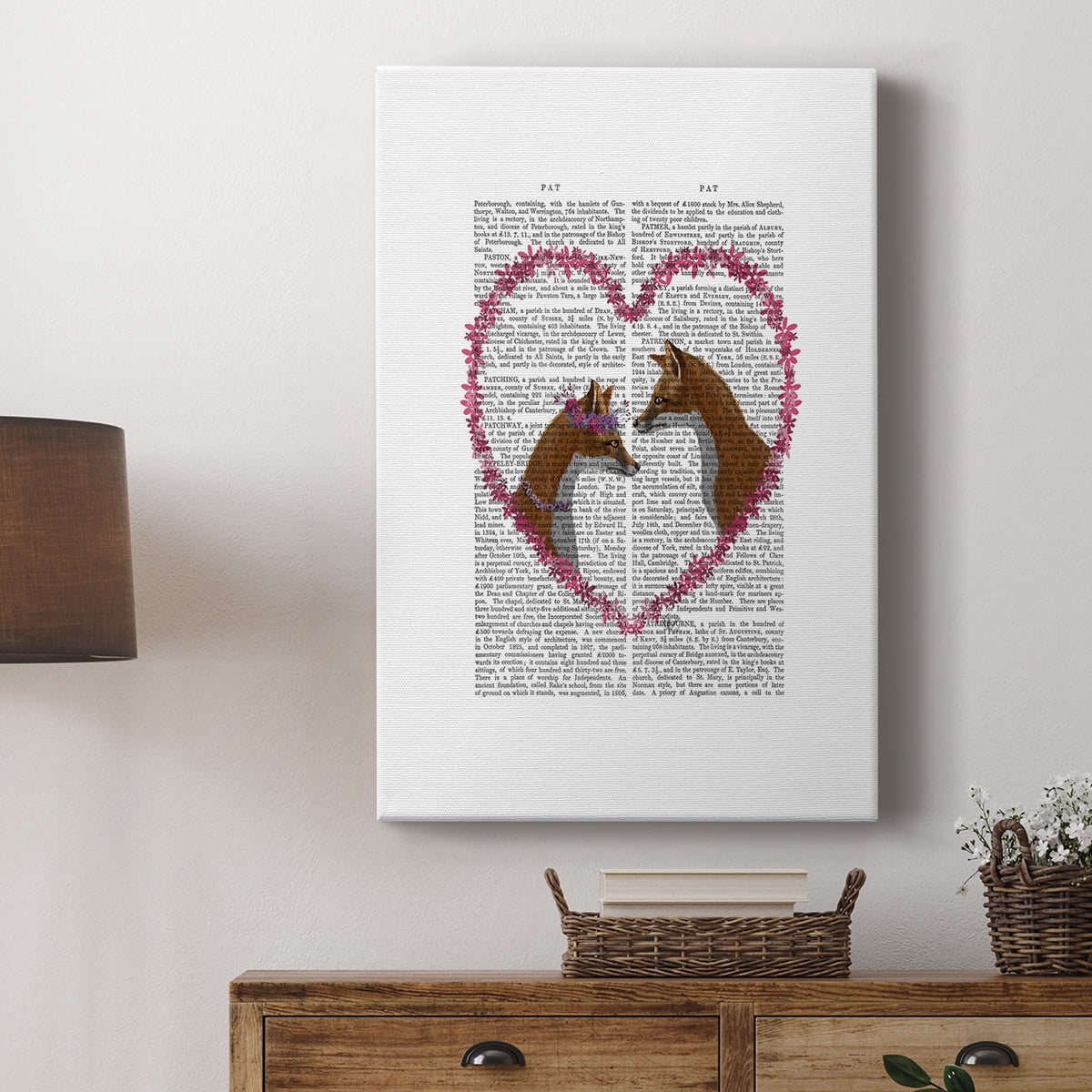 Foxes in Pink Heart Premium Gallery Wrapped Canvas - Ready to Hang