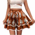 thumbnail image 2 of Sakmal Flowy Womens Skorts A line Orange Butterfly Mini 7 Inch Inseam Trendy Boho Skorts, 2 of 9