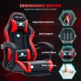 thumbnail image 4 of JONPONY Big and Tall 500LBS Gaming Chair, Ergonomic High Back Gamer Chair with Footrest Lumbar Support, PU Leather Office Computer Chair for Long Sitting, Red, 4 of 9