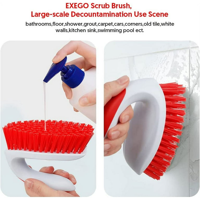 MR.SIGA Heavy Duty Scrub Brush with Comfortable Grip, Cleaning Brush for Bathroom, Shower, Sink, Floor, 2-Pack