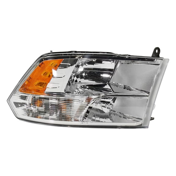 Headlight Compatible with DODGE RAM FULL SIZE P/U 13-18 RH Assembly Halogen Standard Type Chrome Interior All Cab Types