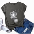 thumbnail image 5 of Paguaki Women Summer T Shirts Dandelion Print Graphic Tees Floral Printed O-Neck Casual Summer Tunic Tops, 5 of 5