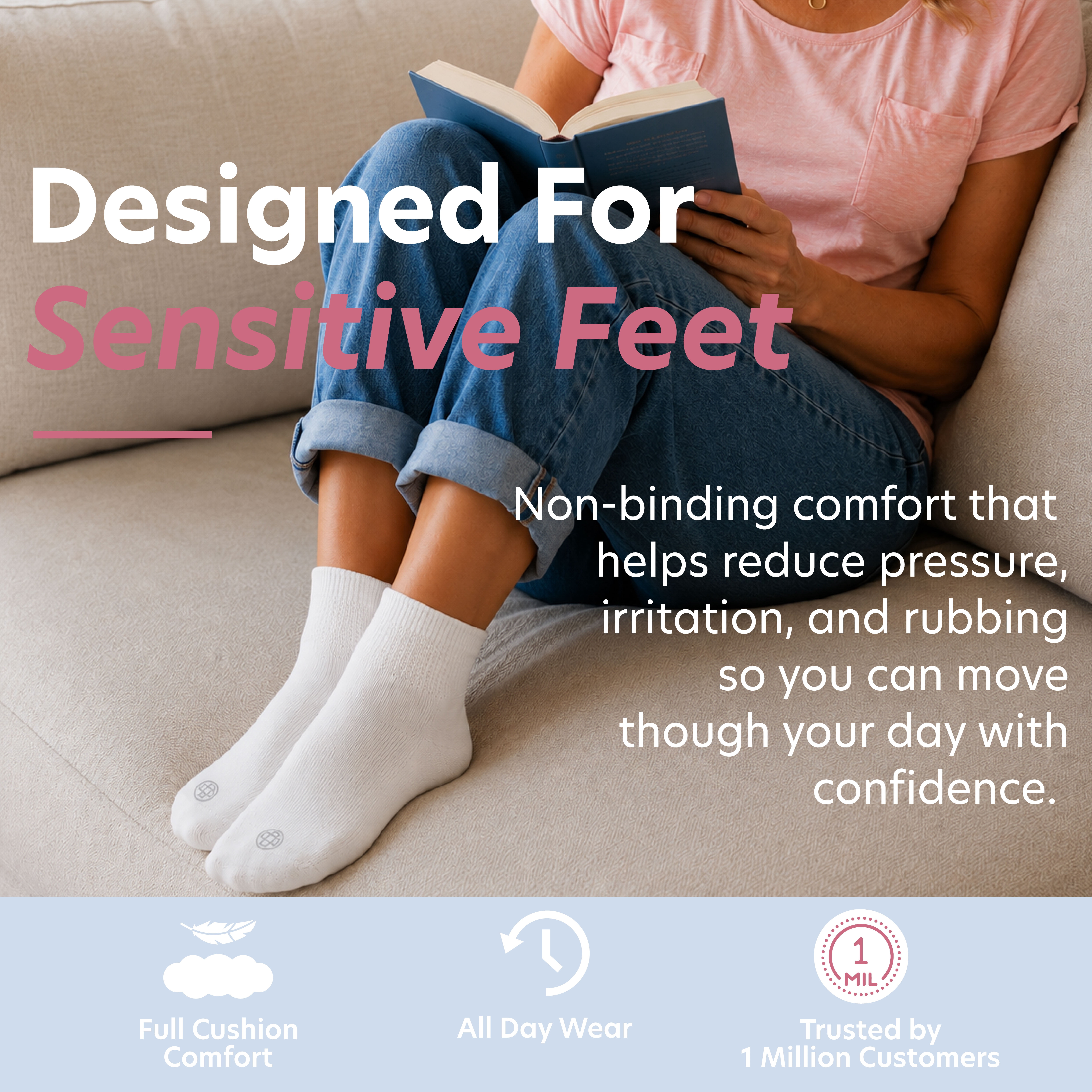 Doctor's Choice Diabetic Full Cushion Quarter Women's Socks, Medium, Women's Shoe Size 6-10, 4 Pack