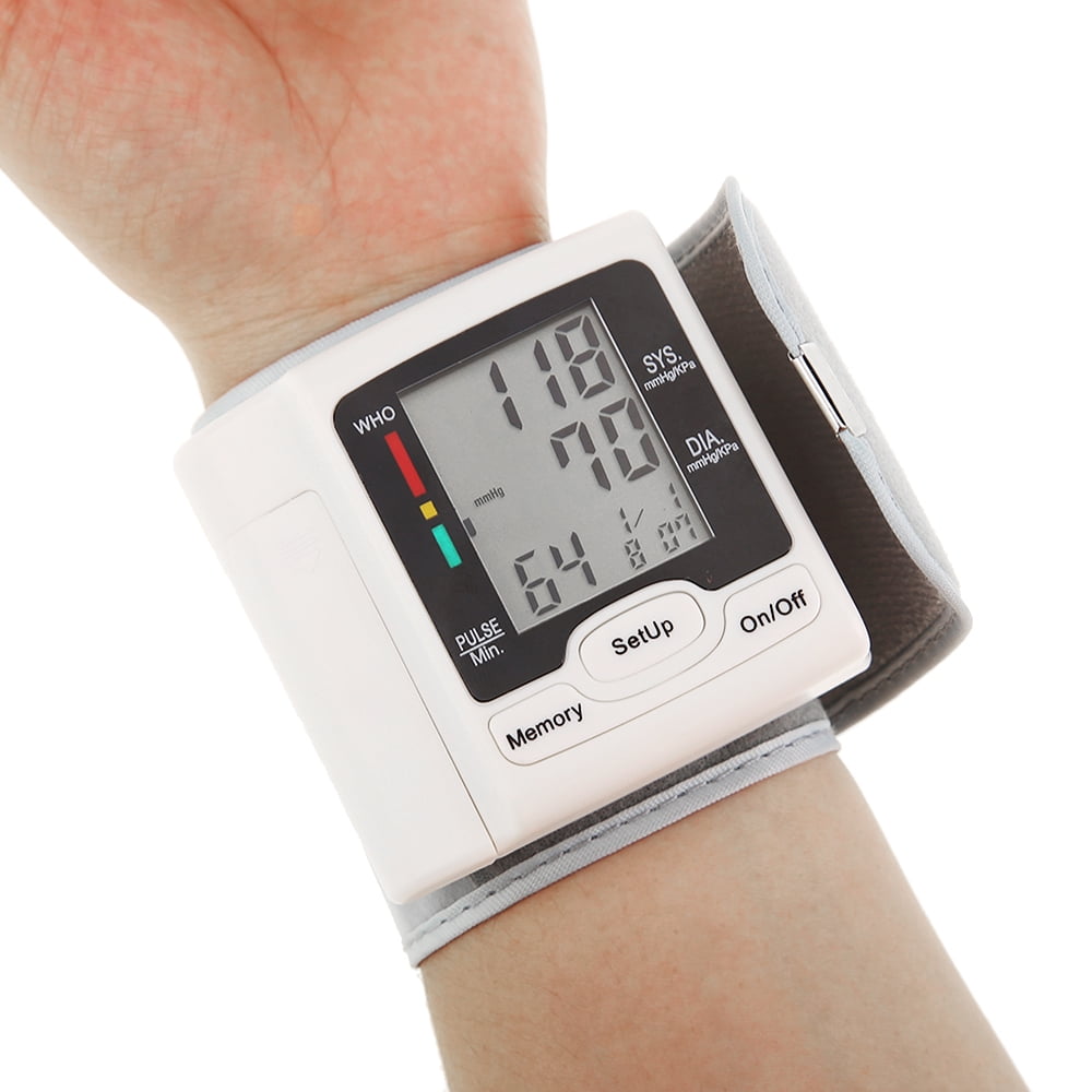 Arealer Automatic Wrist Sphygmomanometer Blood Pressure Monitor Automatic Wrist High Blood Pressure Monitors Portable LCD Digital Display