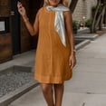 thumbnail image 2 of Robe Décontractée pour Femmes Été Basique Couleur Unie Gilet pour Usage Quotidien Vacances Col Rond Sans Manches Tenue Confortable avec Sac et Espadrilles, 2 of 5