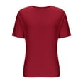 thumbnail image 7 of GigrtiJin Women's Loose Dressy Tops Crew Neck Short Sleeve Extra Long Hem Solid Color Blouse Trendy Tunic Shirt, 7 of 7