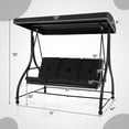 thumbnail image 3 of Gymax Converting Patio Swing Chair Porch Swing Bed w/Adjustable Canopy & Thickened Cushion Black, 3 of 9